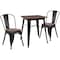 Flash Furniture Square Square Black Metal Table Set with Wood T, 26" W, 26" L, 30.25" H, Wood, Wood Grain CH-WD-TBCH-15-GG - alternate 2